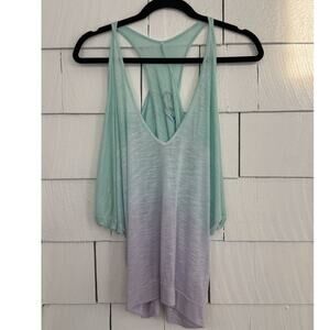 Blue Life Womens Small Draped Ombre Tank Top Beachy Boho Vacation Sporty Surfer